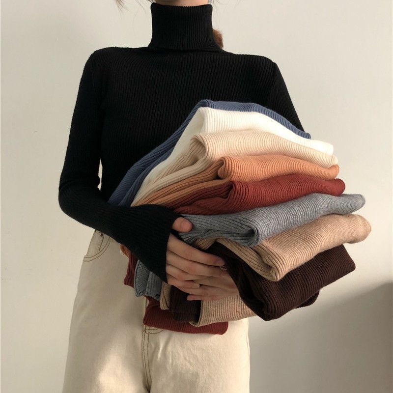 Autumn and Winter Turtleneck Sweater 2022 New Black Knitted Top Trendy Pullover All-match Slim-fit Base Shirt Women's Inner Wear Autumn and Winter Turtleneck Sweater 2022 New Black Knitted Top Trendy Pullover All-match Slim-fit Base Shirt Women's Inner Wear