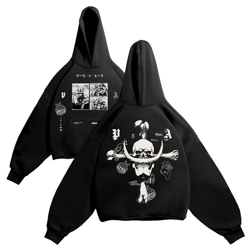 Autumn and Winter One Piece Lufei Solon Anime Loose Hooded Sweat Men's and Women's Trendy Brand Casual Heavy Cotton Top