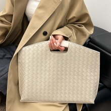 2025新款办公上班商务通勤手提包大容量品质做工编织纹托特包