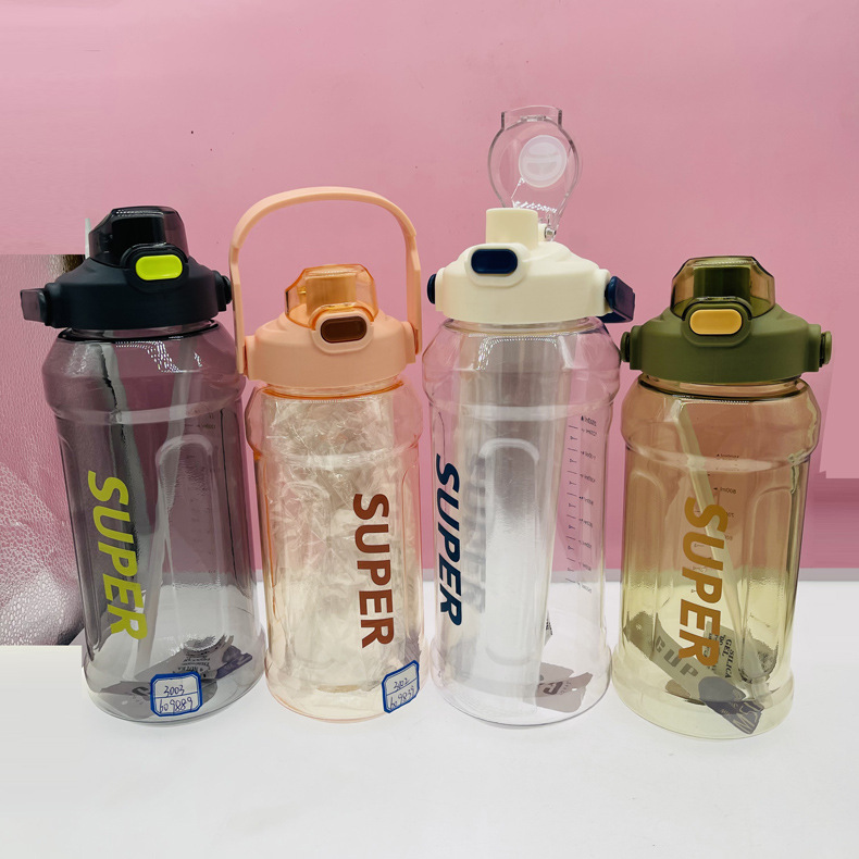 Meishangde gran capacidad de plástico red roja grande taza de agua espacio verano deportes portátiles al aire libre fitness hervidor taza de paja