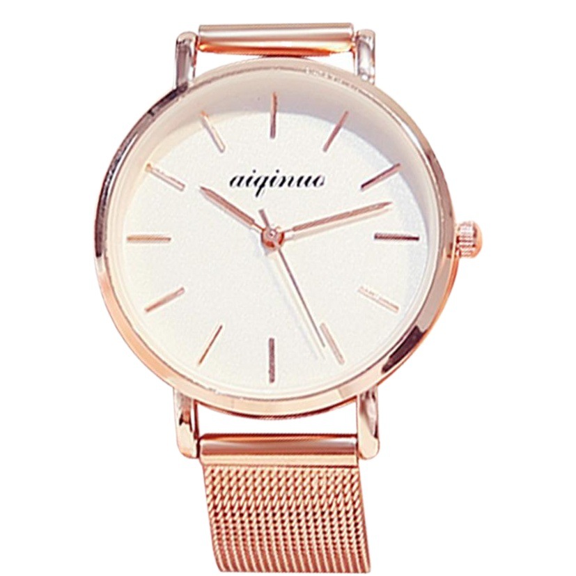 Nuevo reloj de correa de malla de moda para mujer, reloj para estudiantes, marca de tendencia coreana, reloj de mujer simple de alta gama, reloj de cuarzo con correa de acero