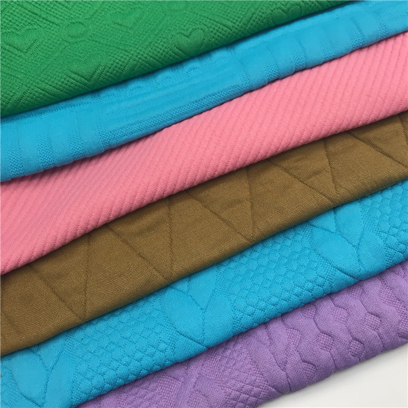 新款仿棉夹丝棉面料 310g弹力夹棉提花面料 家居服宠物服时装面料