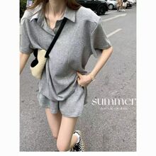 2025夏季新款polo领休闲短裤套装女短袖时尚减龄两件套