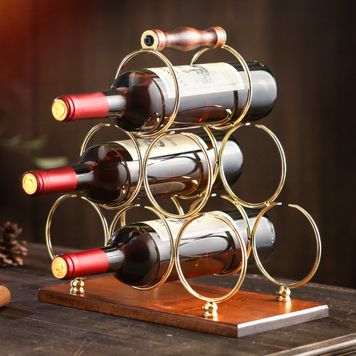 Creative Red Wine Rack Ornament, Solid Wood Upside-Down Wine Cup Rack, Home Use Living Room European Wine Cabinet Display Stand