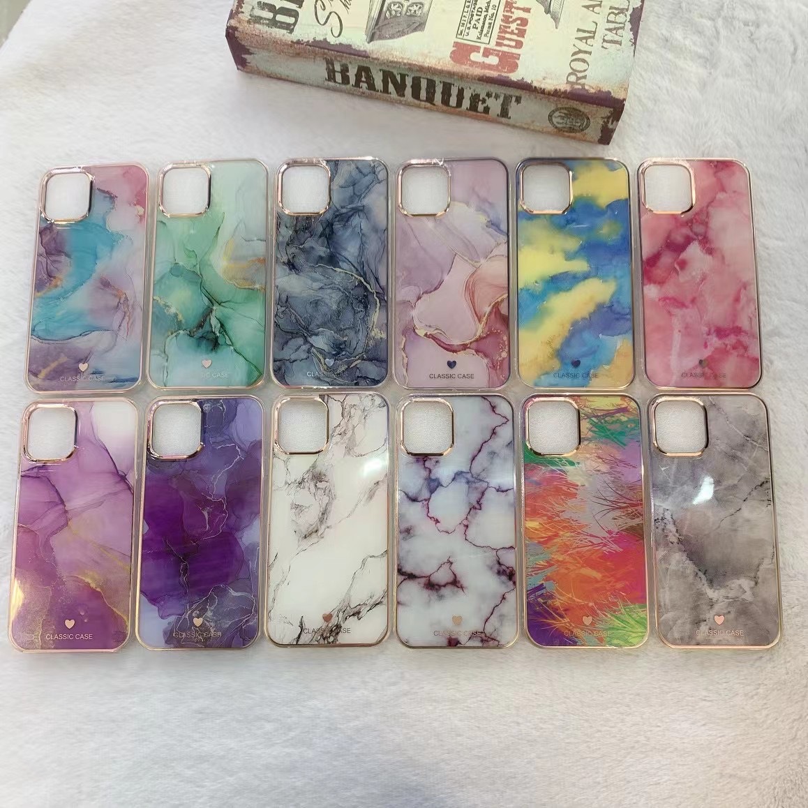 For Apple iPhone15Promax Phone Case Marble 13 Oil Painting 12 Small Fragrant Style 14Plus Protective Cover