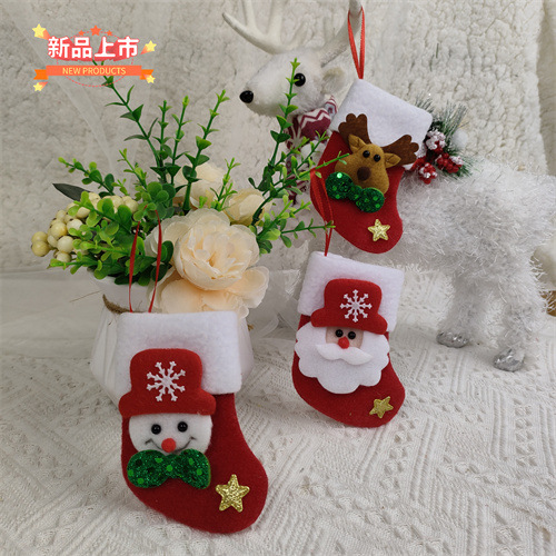 Suministros de decoración de Navidad Santa Claus calcetines pequeños colgante de árbol de Navidad calcetines de Navidad bolsa de regalo bolsa de dulces de Navidad