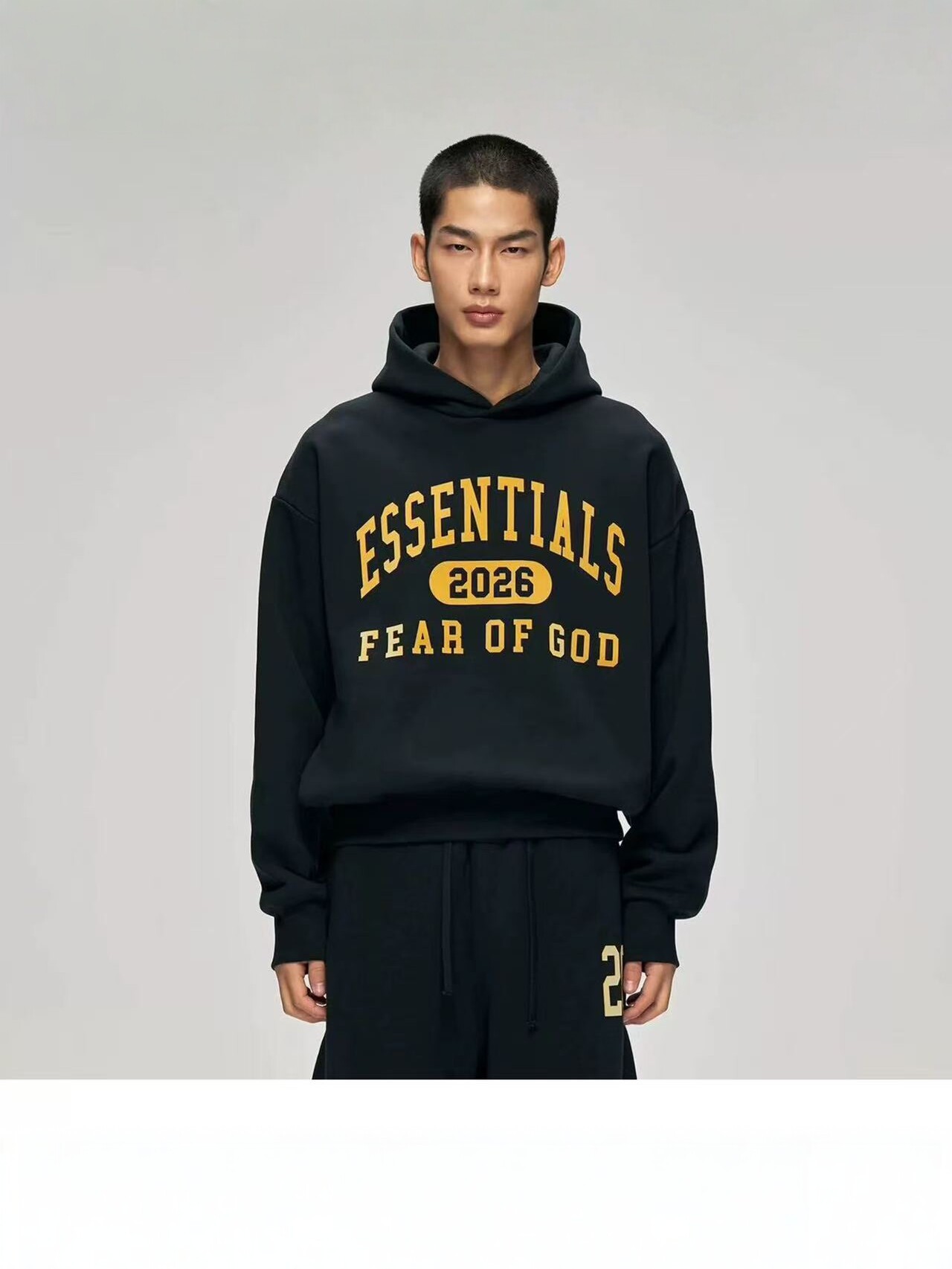 ESS Men's Hooded Sweatshirt 2026 Loose Casual Sports Flocked Letter Print Trendy Sweatshirt