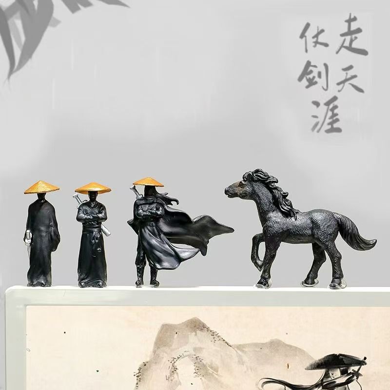 古代国风侠客汽车屏幕摆件车载中控显示屏车内卡通剑客后视镜装饰|undefined