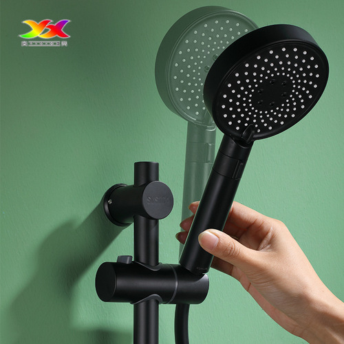 SUS304 stainless steel lifting rod shower rod shower bracket multi-functional removable adjustable black shower rack