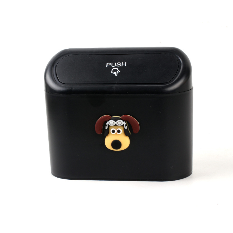 Productos para automóviles lindo perro jefe de basura de automóvil puerta lateral caja de almacenamiento piloto perro dibujos animados caja de cáscara mujer