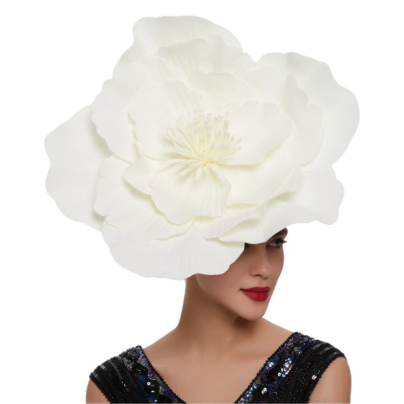European and American Fashion Exaggerated Flower Bridal Ball Photo Big Flower Jockey Club Hair Hoop Top Hat Christmas Headwear Hair Accessories