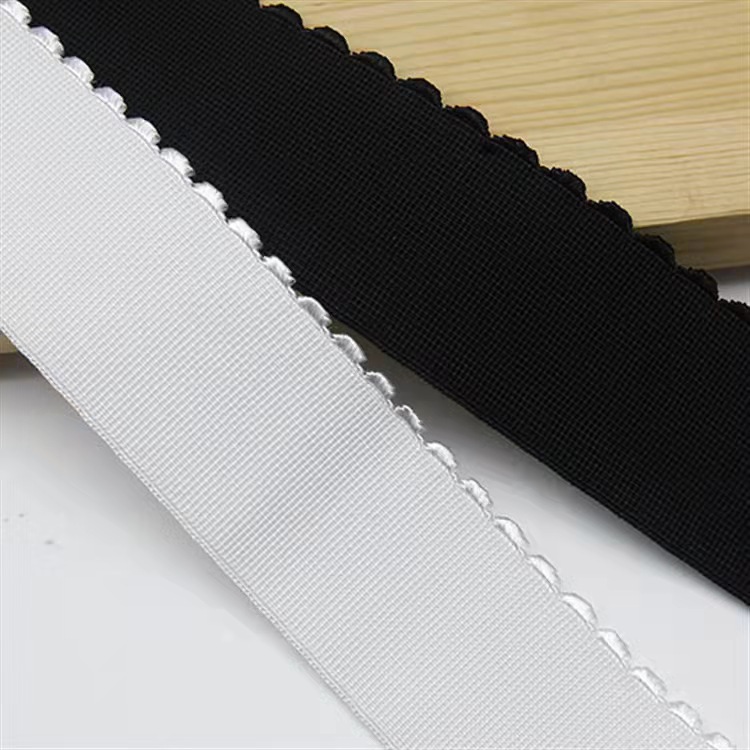 齿边2cm2.5cm3cm4cm月牙松紧带 白色牙边橡筋带 黑色绒面弹力