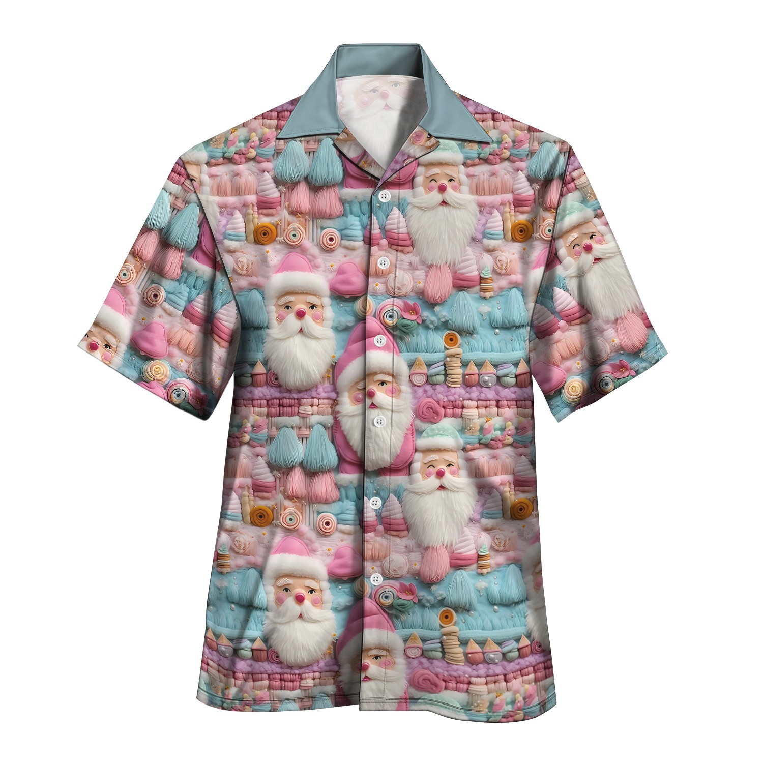 2024 otoño nuevo estilo personalidad colorido contraste color de un solo pecho cuello cubano estampado camisa de manga corta MB33