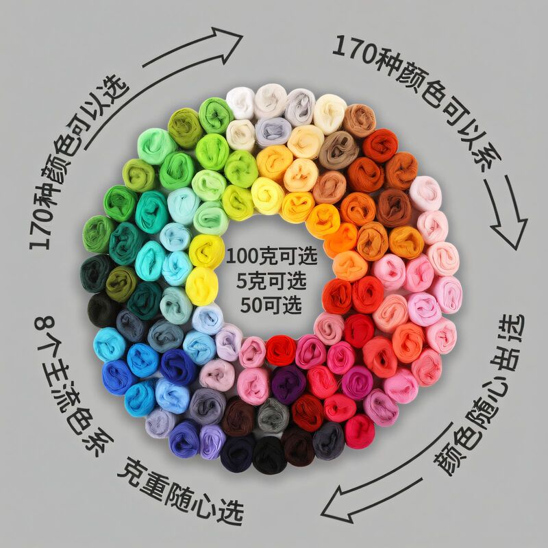 5g Wool Poke-Felt Kit 70S Long-Staple Wool Strips Australian Merino Raw Wool Felt DIY Set