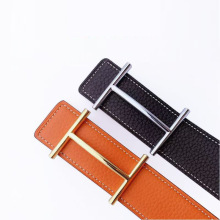 高级感热销男士牛皮皮带工字扣头字母平滑扣休闲百搭裤腰带一件代