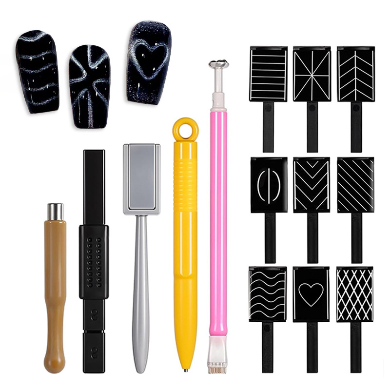 Mejora de estilo de imán de ojo de gato de uñas, elegante ojo de gato cilíndrico multifuncional, herramienta especial para uñas de barra de imán súper fuerte