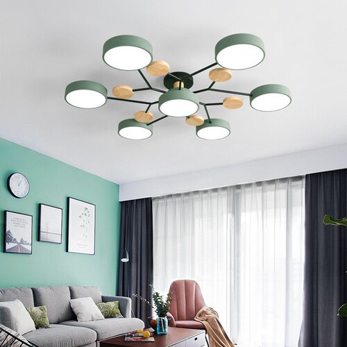 Nordic living room pendant lamp, modern minimalist Japanese-style bedroom and study ceiling lamp, creative personalized macaron wood lamp