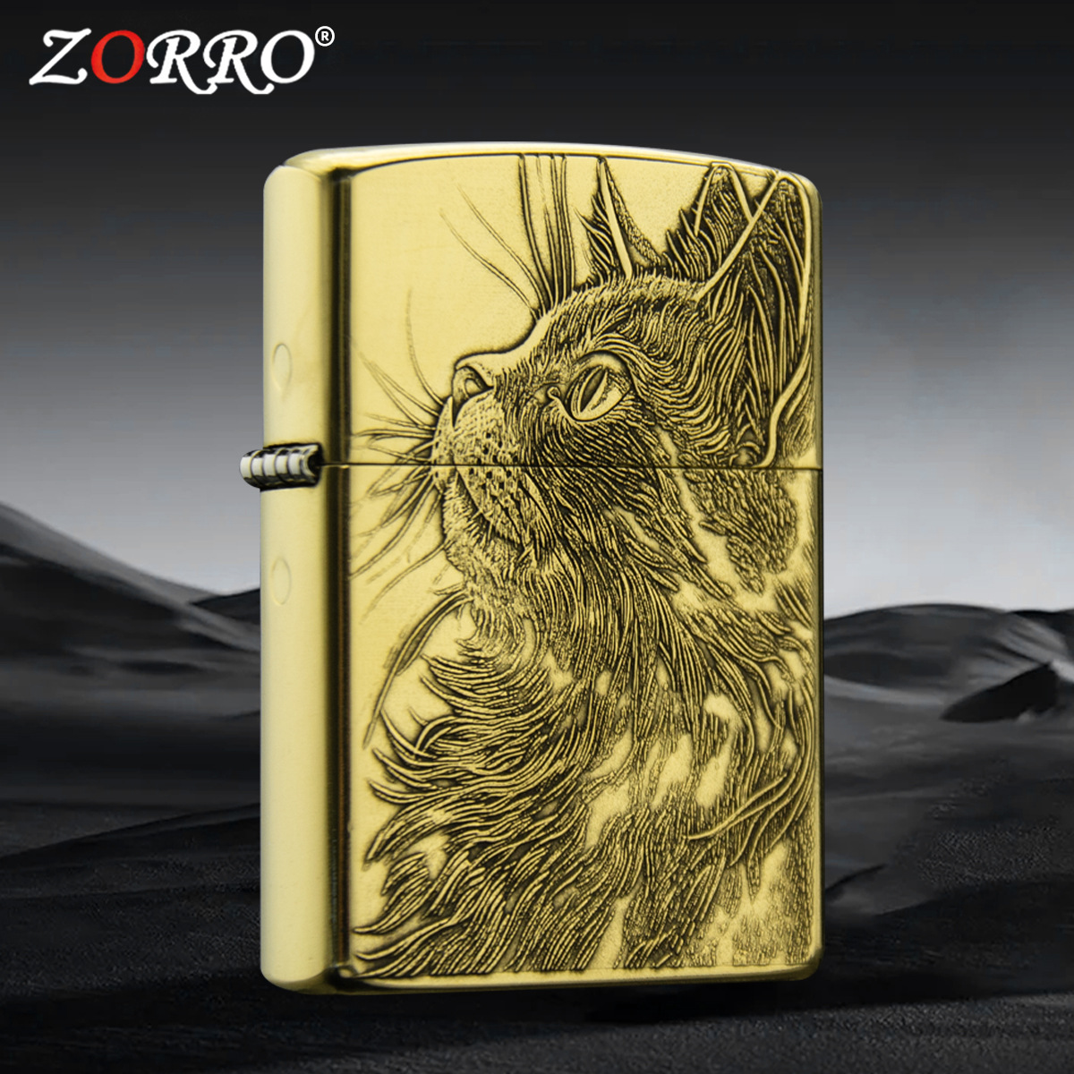 Brass-relief-looking up at the stars cat