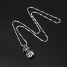 欧美流行合金饰品拳头项链龙蜘蛛吊坠挂件男女长毛衣链配饰钛钢链