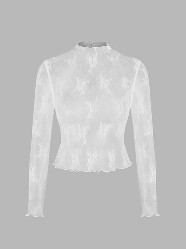 C 36383 Transparent Lace Layered Shirt Mesh Lace Shirt C 36383 Transparent Lace Layered Shirt Mesh Lace Shirt