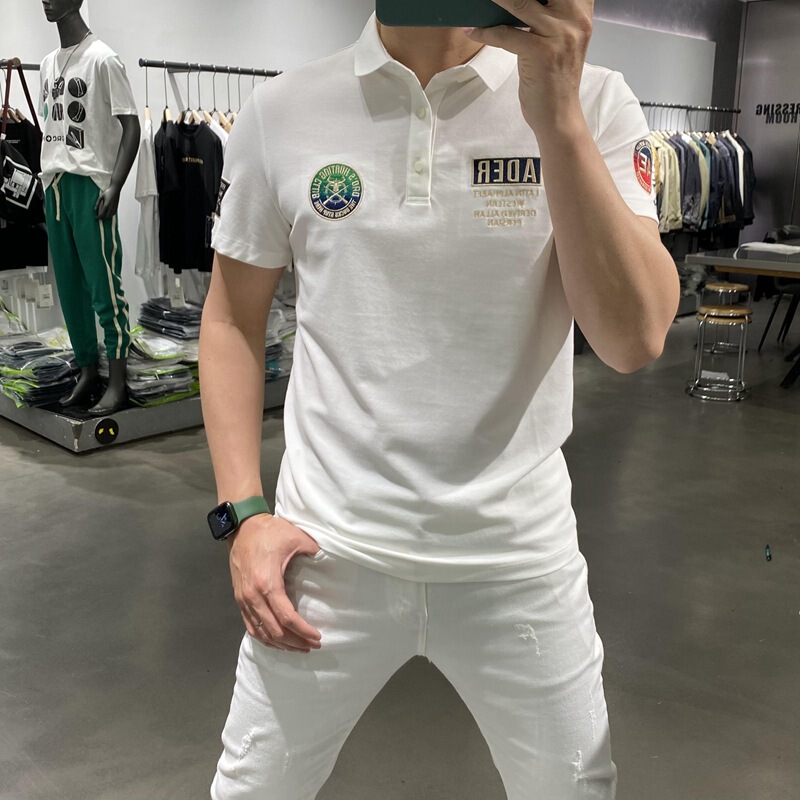 Big Sale Boys Lapel T-Shirt Youth Thin Badge Embroider Preppy Style Short-Sleeved Polo Shirt Ins Summer