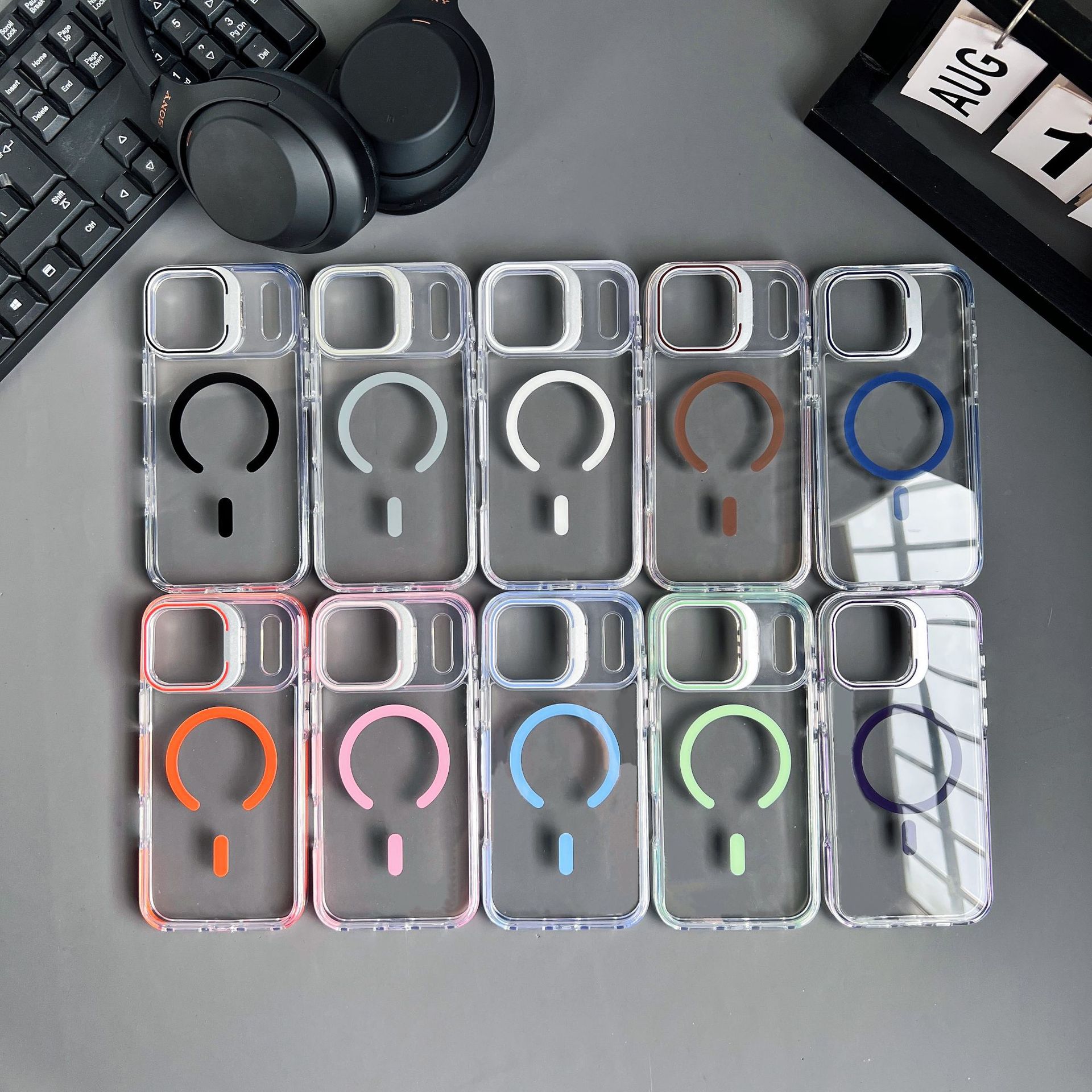 适用iPhone17ProMax镜头支架手机壳苹果16 防摔透明磁吸保护套