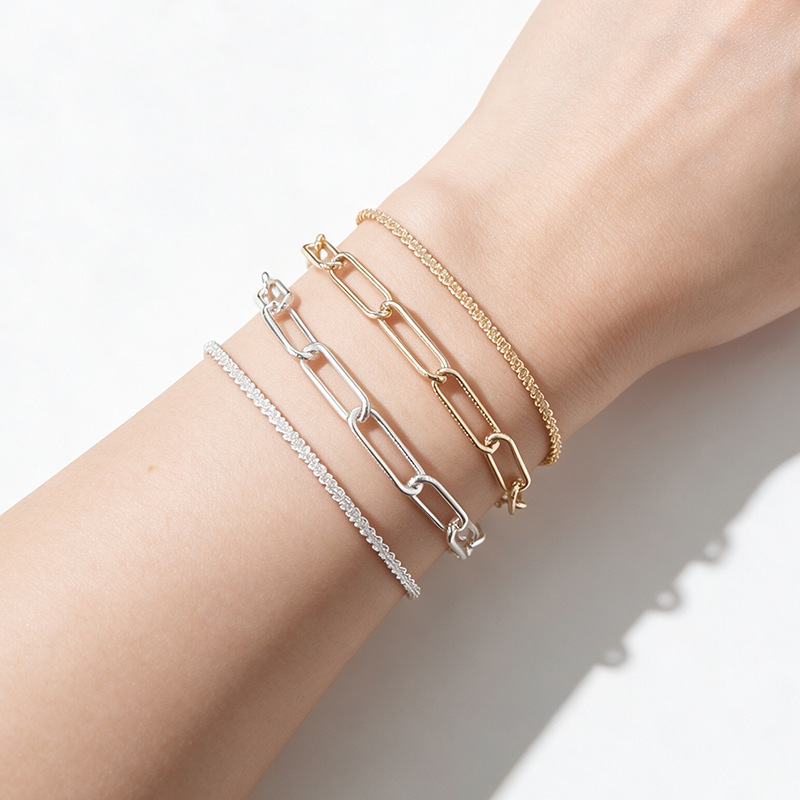 Silver Plain Ring Bracelet for Women, Summer Ins Niche Design, Fashionable and Simple Bracelet, Ins Minimalist Style, Shimmering Hand Accessory