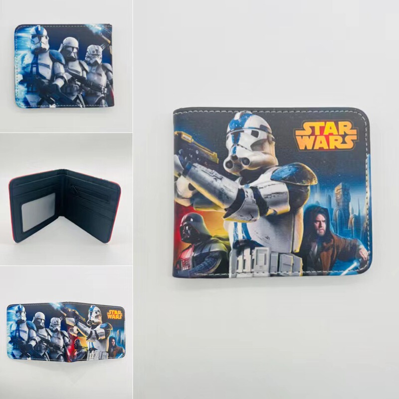 Movie and TV Animation Star Wars Short Wallet Black Samurai White Soldier Color Printing PU Leather Folding Coin Purse Wallet Movie and TV Animation Star Wars Short Wallet Black Samurai White Soldier Color Printing PU Leather Folding Coin Purse Wallet