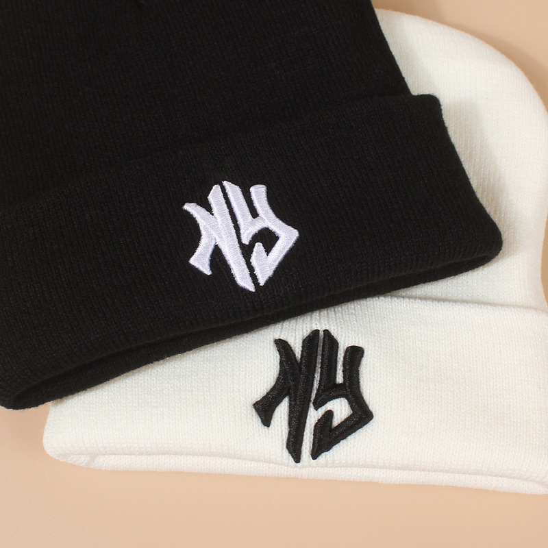 秋防寒刺繍帽子男女秋冬ニット帽冬保温潮冷帽子毛糸帽子女春秋冬|undefined