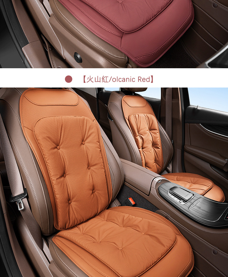 High-End Car Seat Cushion, Anti-Fouling Leather Car Seat Cushion, Universal Breathable and Comfortable Nappa Seat Cushion for All Seasons, Car Interior Accessories