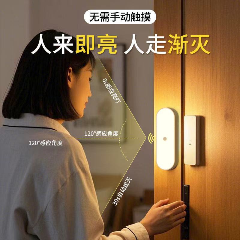 Intelligent Human Body Sensor Strip Light Wireless Charging Night Atmosphere Lighting Aisle Corridor Automatic Night Light ​