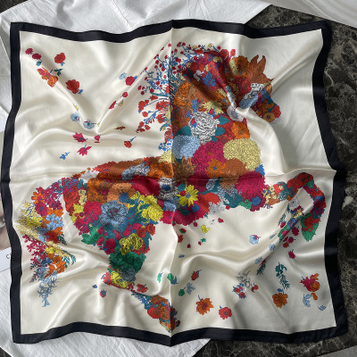 清扬花衣高级感真丝丝巾秋冬时尚70中方巾女送礼围脖保暖围巾批发