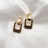 E979 Retro square temperament Earrings Simplicity Ear Studs Earrings A small minority Sense of design Mosquito coils Ear clip No pierced ears