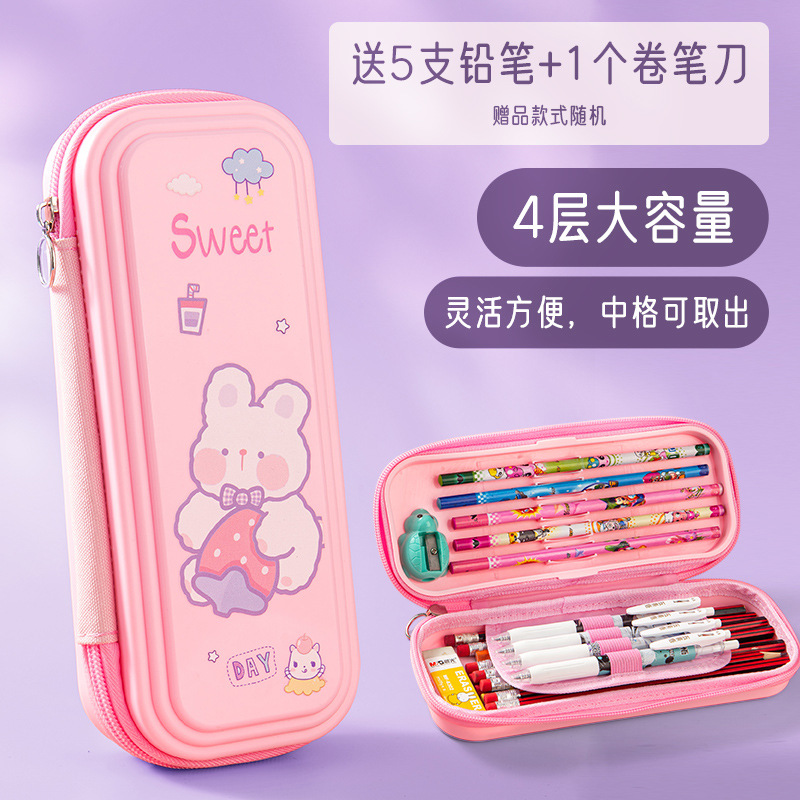 Procesamiento personalizado dibujos animados lindos caja de papelería impresa LOGO plástico al por mayor pp impermeable bolsa de lápiz caja de lápiz