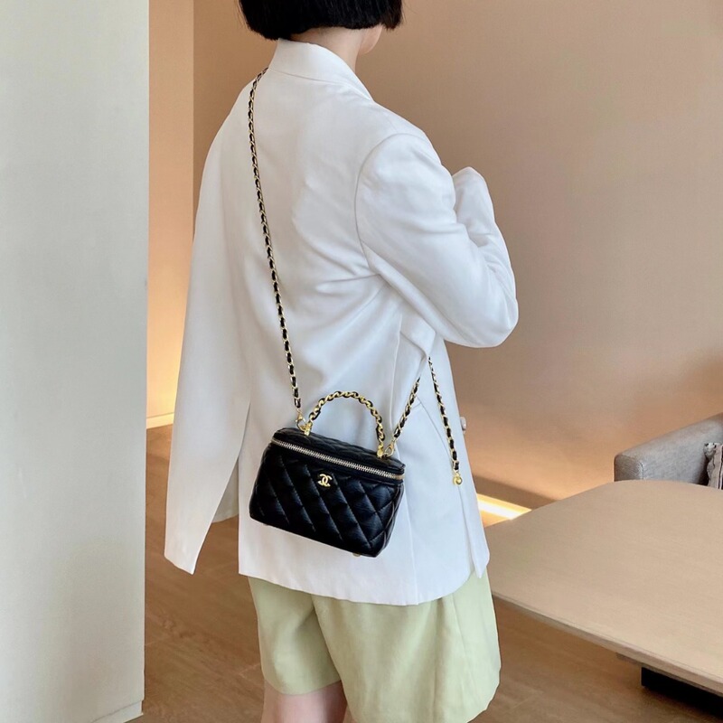 女士包包小香风链条盒子包2025新款真皮菱格包时尚单肩斜挎包女包|undefined