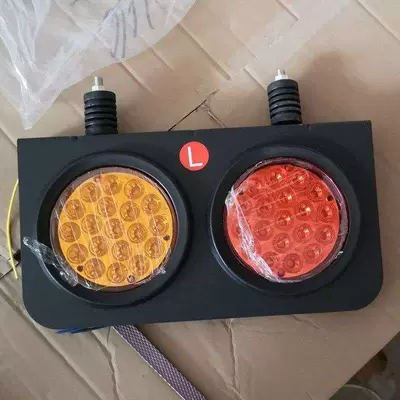 Round 24V Trailer Tail Light, Led Rear Light with Turn Signal, Brake, and Reverse Functions, Super Bright, Waterproof, Universal Type (Tail light) - intermediate-2-link-left-2-screws