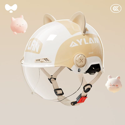 Motosiklet kaskı (dəbilqə) – Vehicle Half Helmet, Safety - mingyu-apricot-cat-ear-hd-short-lens-3c-new-national-standard-class-a-one-size