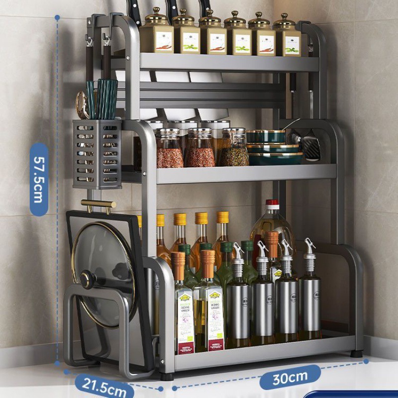 건그레이 3단 30.1 접시걸이 후크 4개 + 칼꽂이 젓가락통 - 안정적인 구조, 녹 방지 및 내마모성 - 대형