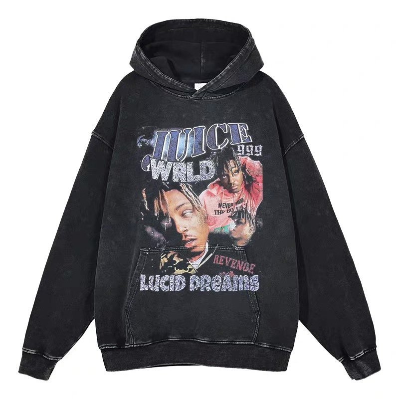 Eminem Travis Scott Tupac XXX American Hip Hop Rap Vintage Imprint Water Washed Hooded Sweater