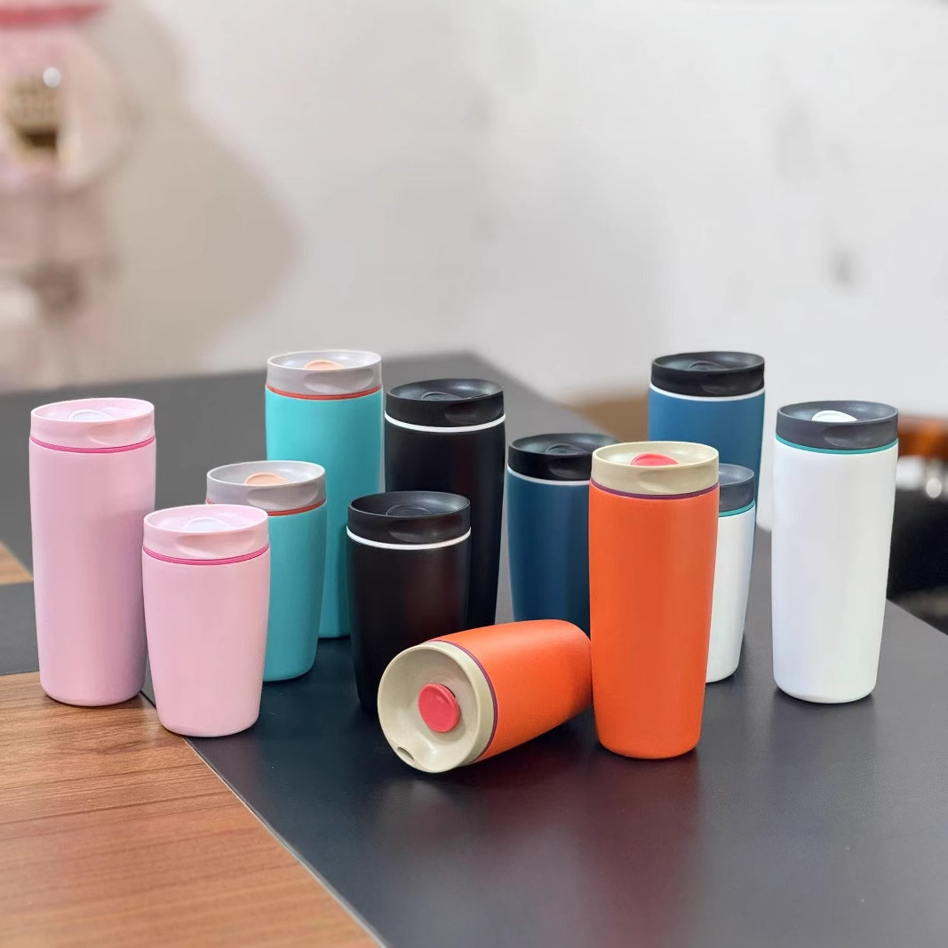 Taza de café owala personalizada con el mismo estilo Taza de vacío de acero inoxidable 304 de vacío creativo Taza de regalo de automóvil portátil simple