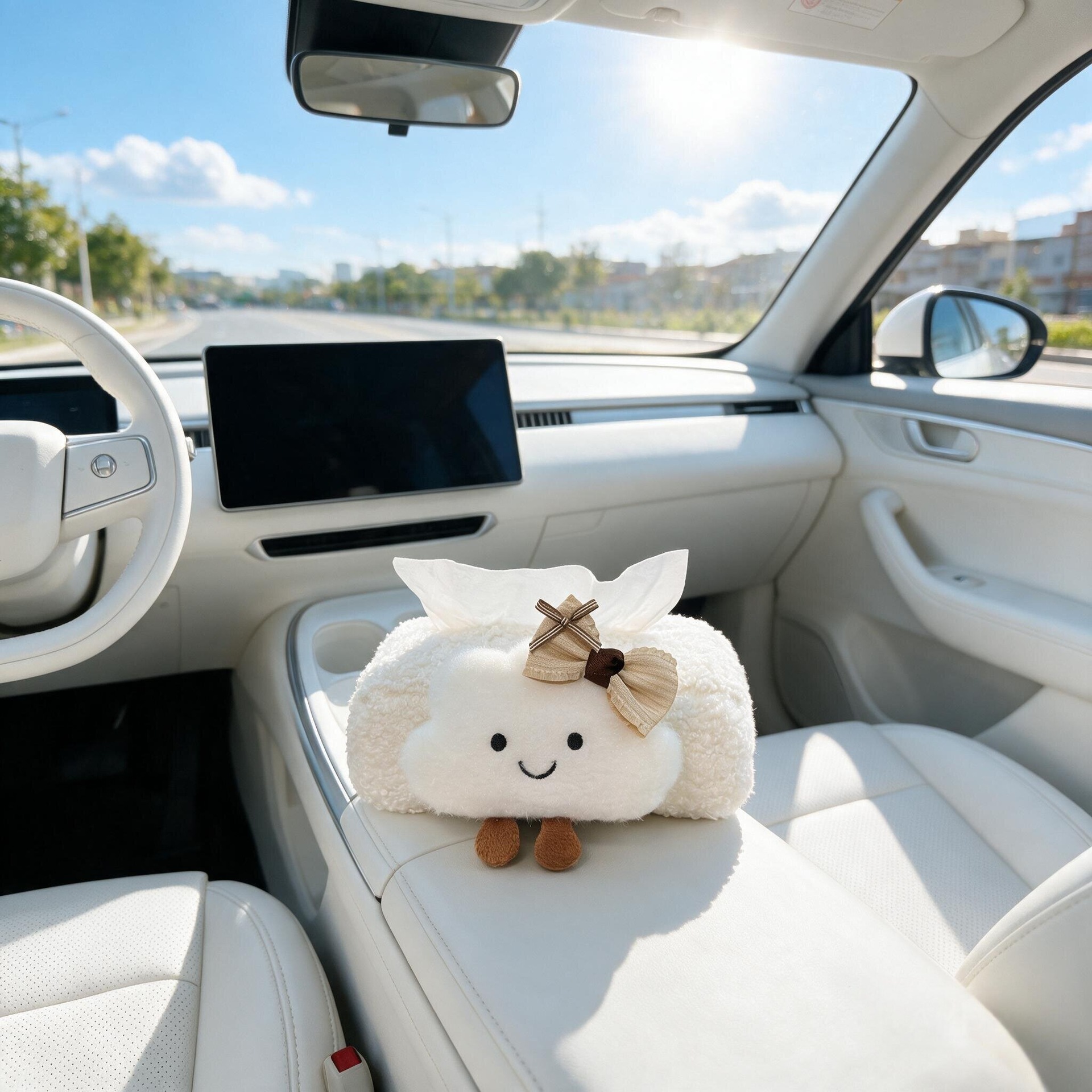 2026 New Model Car Tissue Box, Armrest Box Tissue Holder, Seat-mounted Car Tissue Bag, Cute Cloud Design for Women