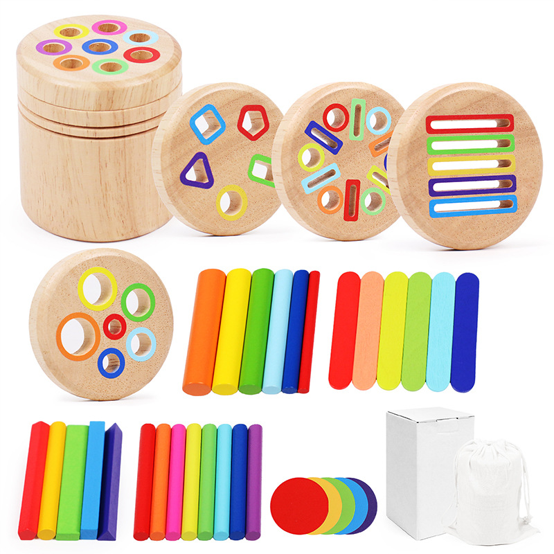 Puzzle infantil transfronterizo taza de clasificación de color cognitivo de color para bebés barra de conteo de jardín de infantes Mont 's cubo de clasificación de educación temprana