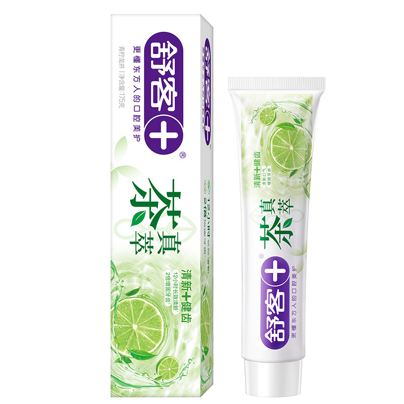 舒客真萃清新牙膏天然茶萃精华持久留香去黄除渍防蛀清爽茶香牙膏|undefined