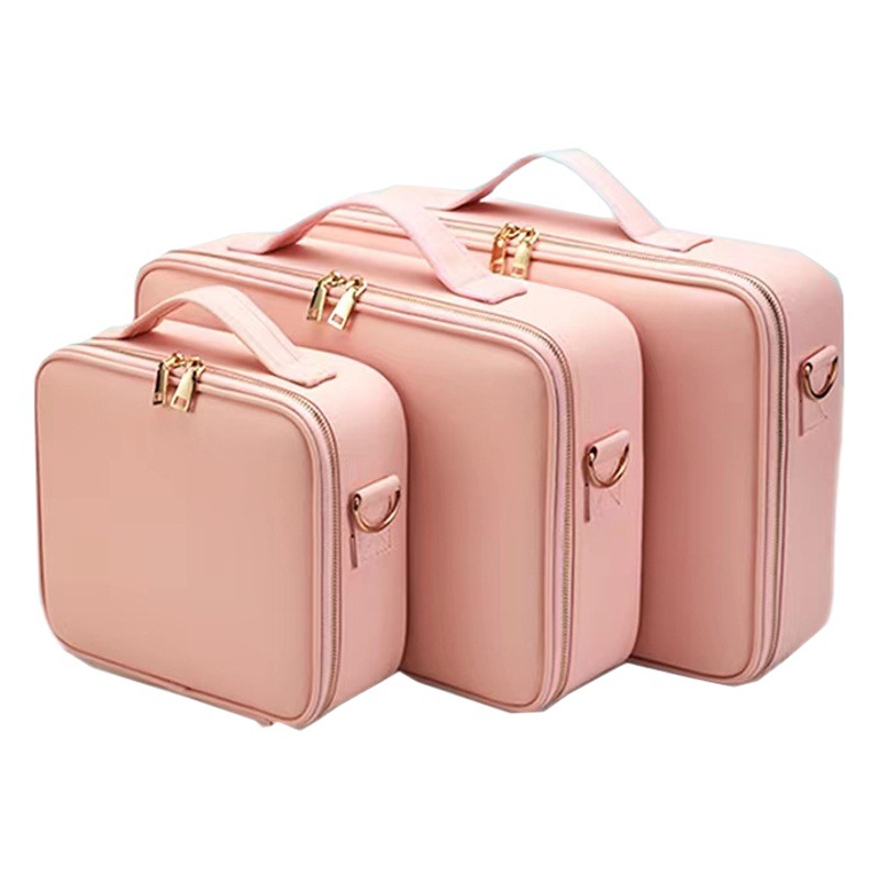 Pu Rosa uñas belleza cosméticos caja de almacenamiento viaje portátil ins estilo maquillaje artista maquillaje bolsa de almacenamiento