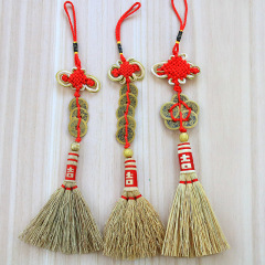 Moving in Set with Lucky Broom and Shovel, Gold Broom for Home Moving, Baby Bedside Incense Bag, Small Broom Pendant