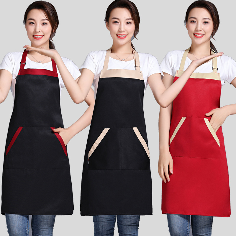 厂家批发时尚围裙定制棉布工作服围裙印字厨房导购服务员奶茶围裙