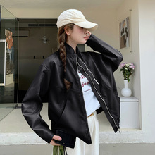 2025年春秋装新款减龄百搭舒适提升品质双拉链机车风皮衣外套潮流