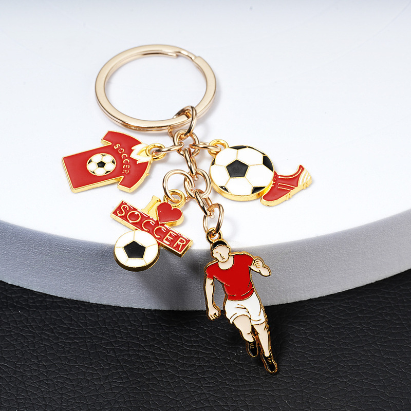 Cross-Border European and American Fashion Backpack Pendant Oil Dripping Mini Football Hot Selling Keychain Pendant Sports Enthusiasts