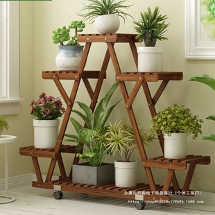 Anticorrosive Garden Storage Rack Floor-Standing Flower Rack Multi-Layer Indoor and Outdoor Solid Wood Living Room Balcony Succulent Potted Plant Rack