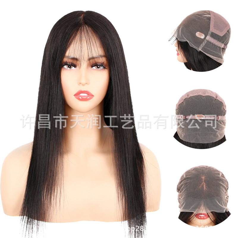 Cross-Border Hot-Selling Real Human Hair Wigs, Full Lace Wigs, Full Head Wigs, Hd Transparent Mesh Hair, Fully Hand-Woven Hair Sets, Factory Ready Stock